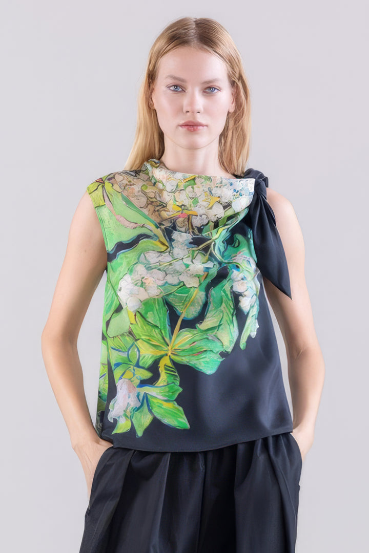 Psophia 224TOP2697 Black Print Silk Top