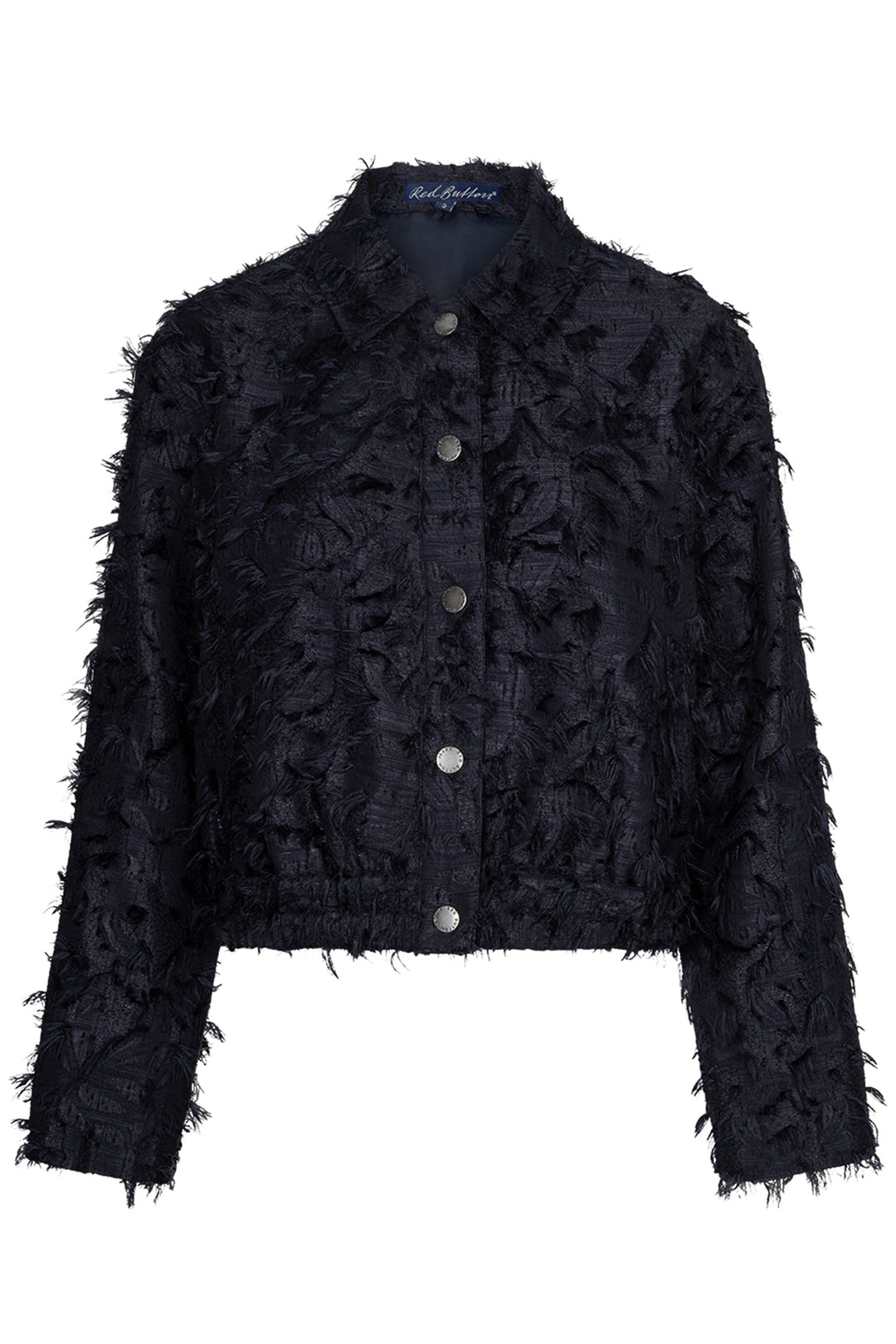 Red Button navy fringe bomber jacket at Olivia Grace Fashion