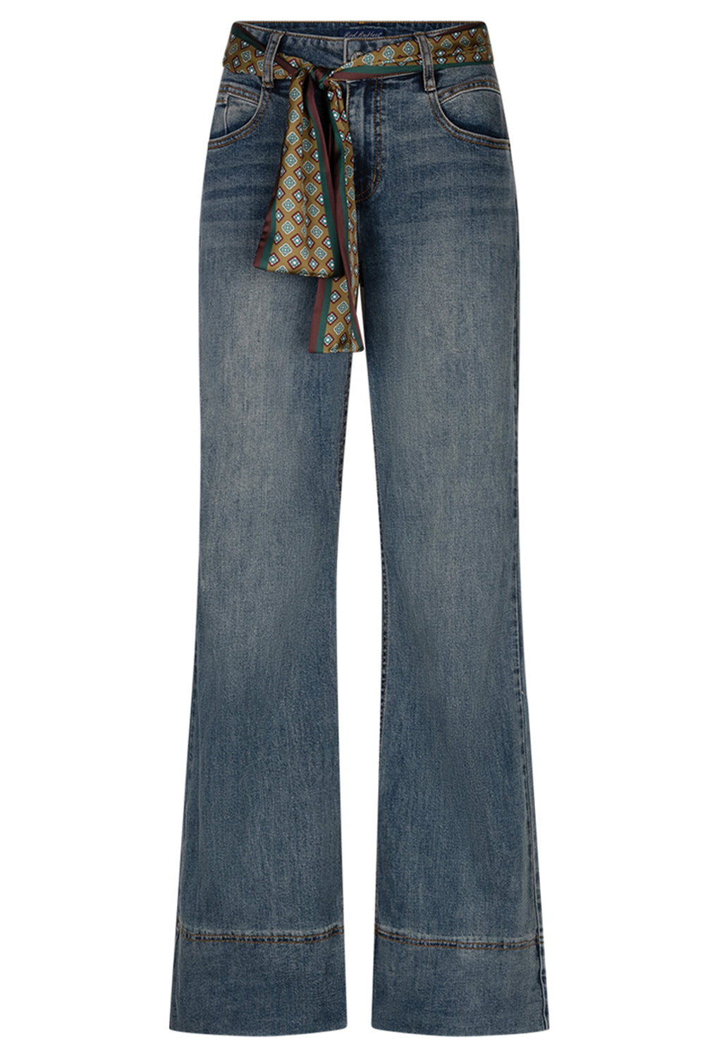 Red Button Brielle vintage wash jeans with scarf at Olivia Grace Fashion