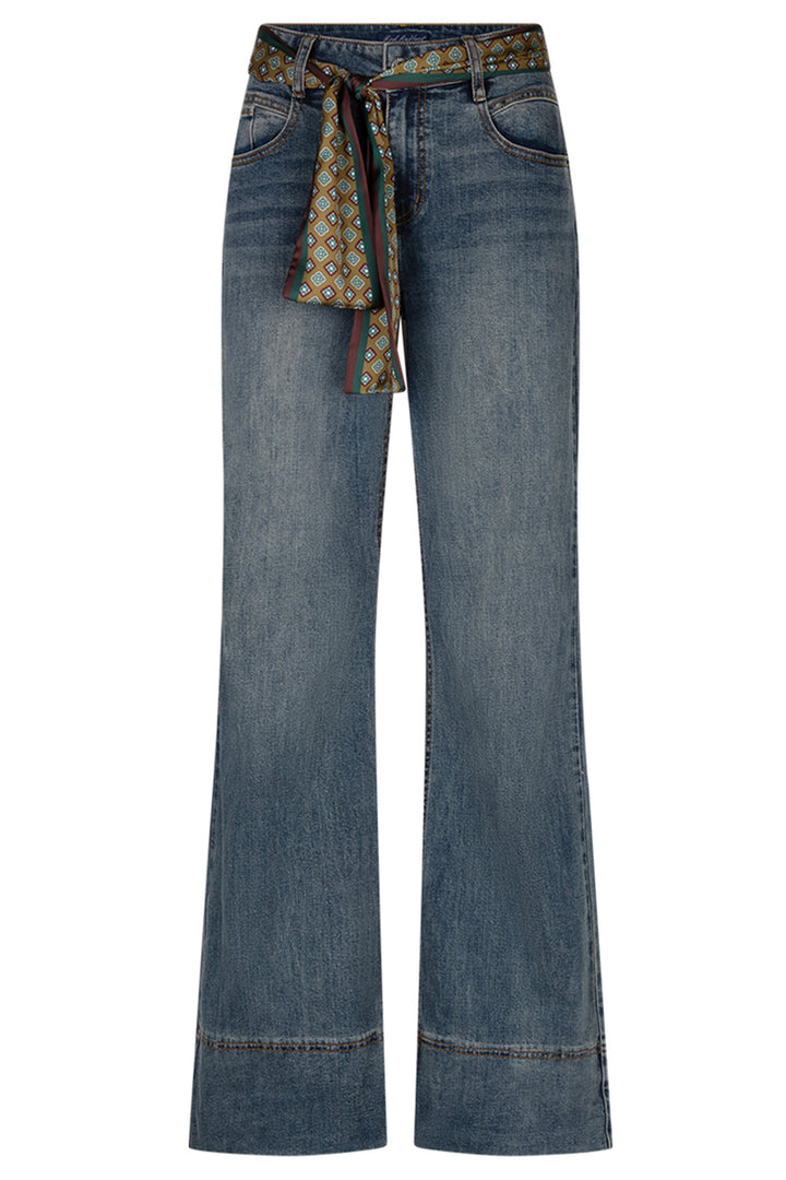 Red Button Brielle vintage wash jeans with scarf at Olivia Grace Fashion