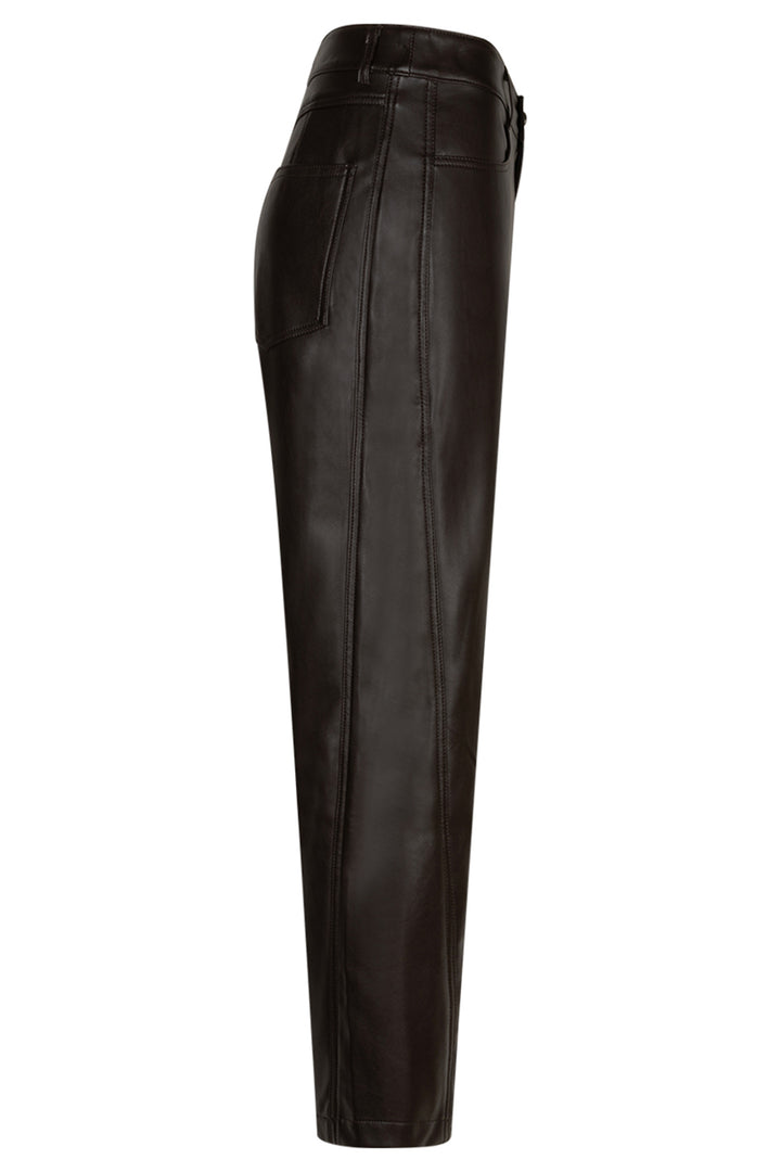 Red Button Caitlina espresso brown faux leather trousers at Olivia Grace Fashion