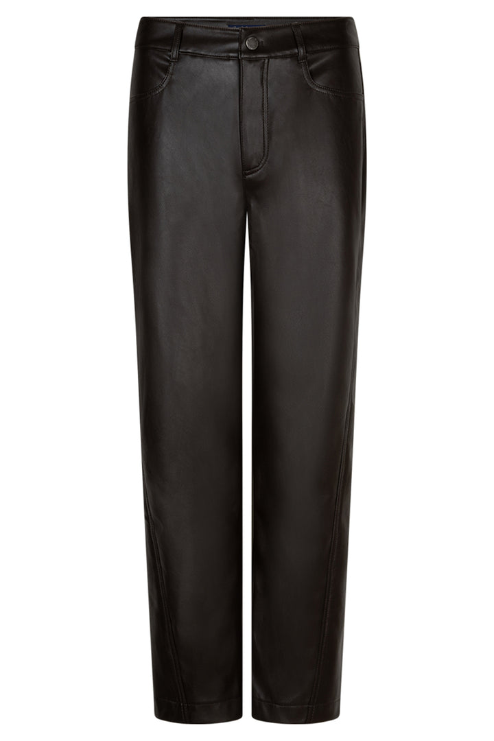 Red Button Caitlina espresso brown faux leather trousers at Olivia Grace Fashion
