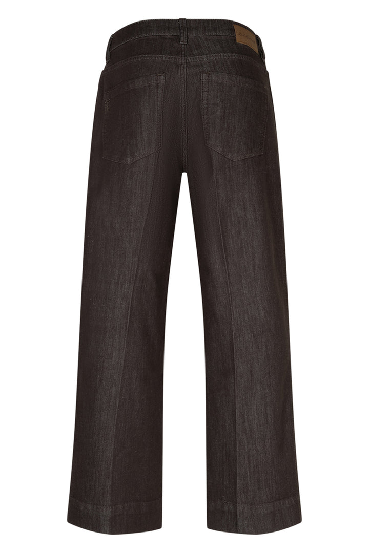 Red Button Conny Wide Leg Espresso Brown Coloured Denim Jeans, back view with patch pockets