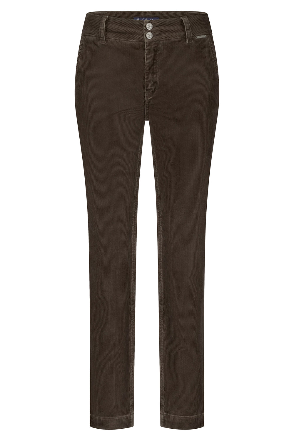 Red Button Diana Cord Tapered Leg Mud Brown Trousers SRB4671, front view