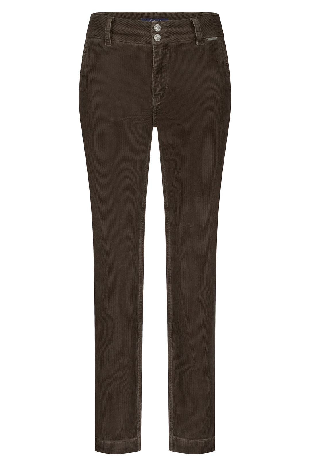 Red Button Diana Cord Tapered Leg Mud Brown Trousers SRB4671, front view