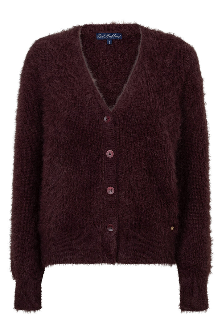 Red Button Fuzzy burgundy cardigan at Olivia Grace Fashion