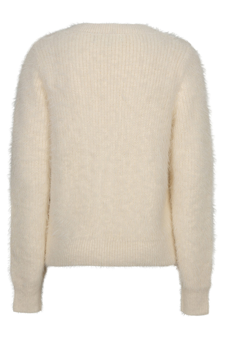 Red Button Fuzzy cream cardigan at Olivia Grace Fashion