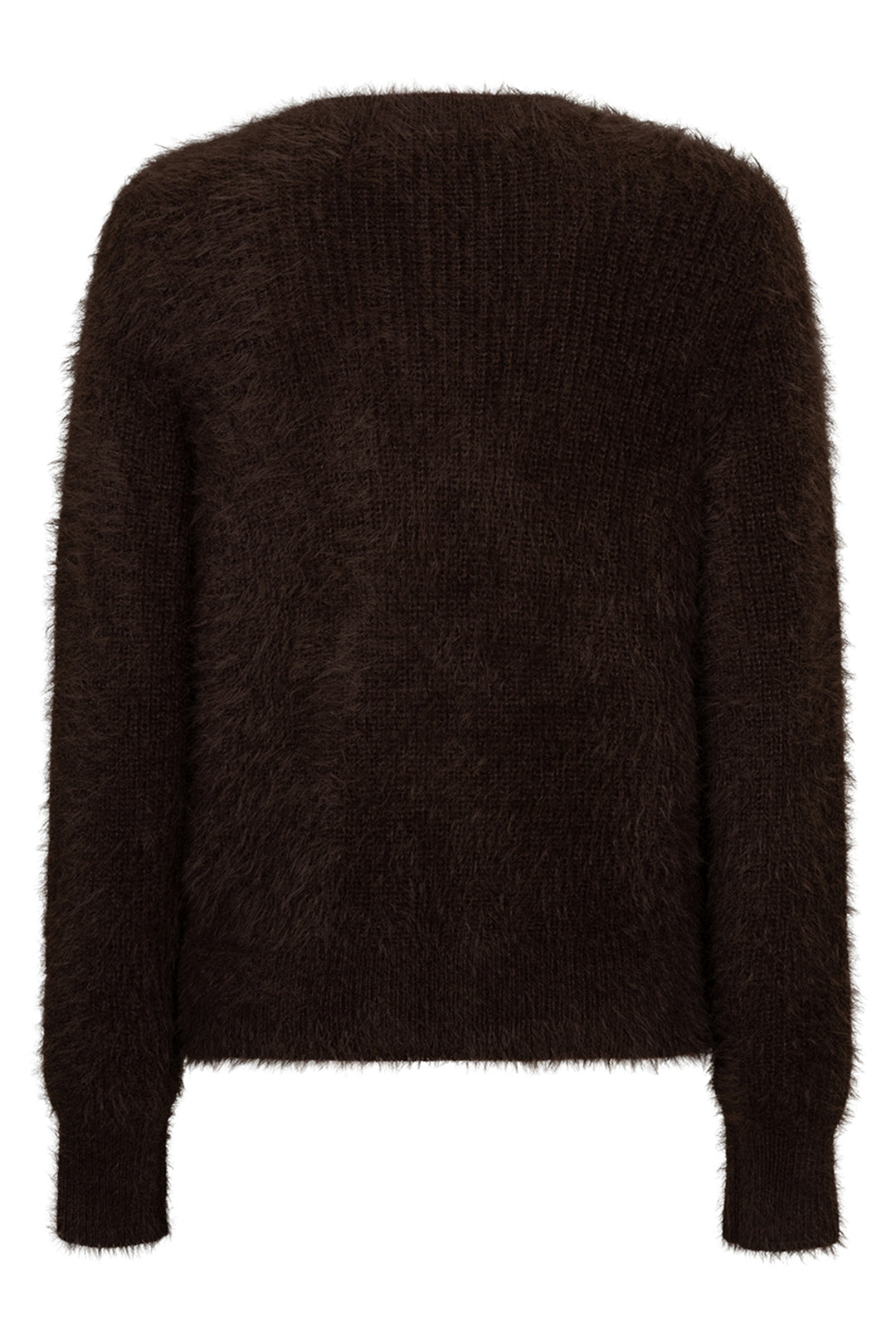 Red Button Fuzzy espresso brown cardigan at Olivia Grace Fashion