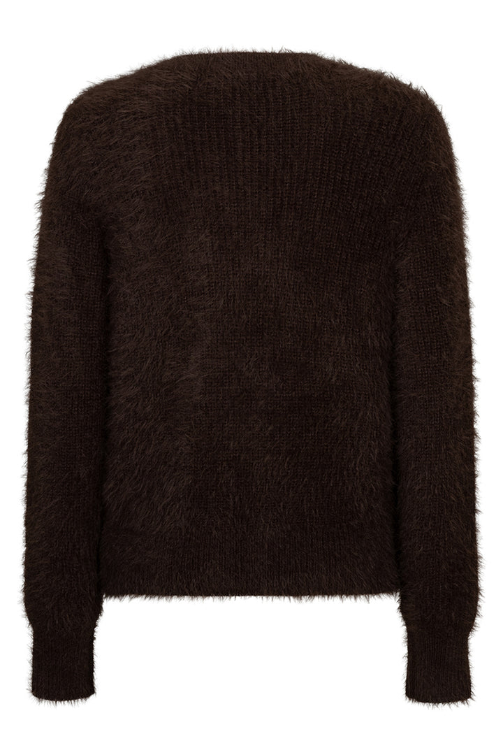 Red Button Fuzzy espresso brown cardigan at Olivia Grace Fashion