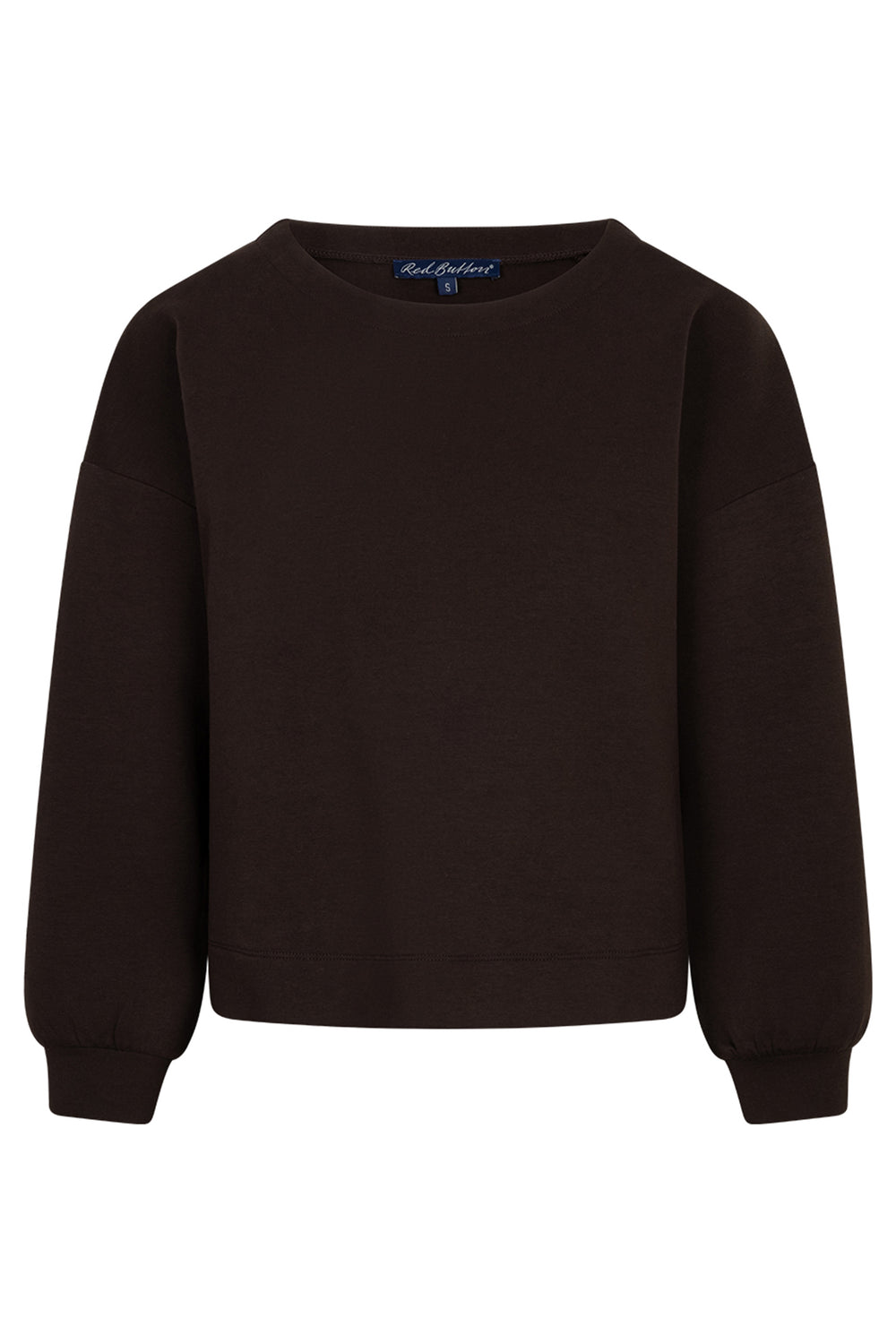 Red Button Skyler espresso brown scuba top at Olivia Grace Fashion