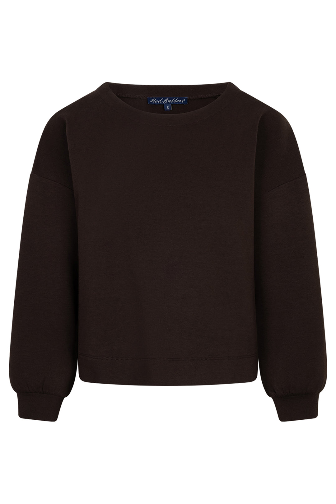 Red Button Skyler espresso brown scuba top at Olivia Grace Fashion