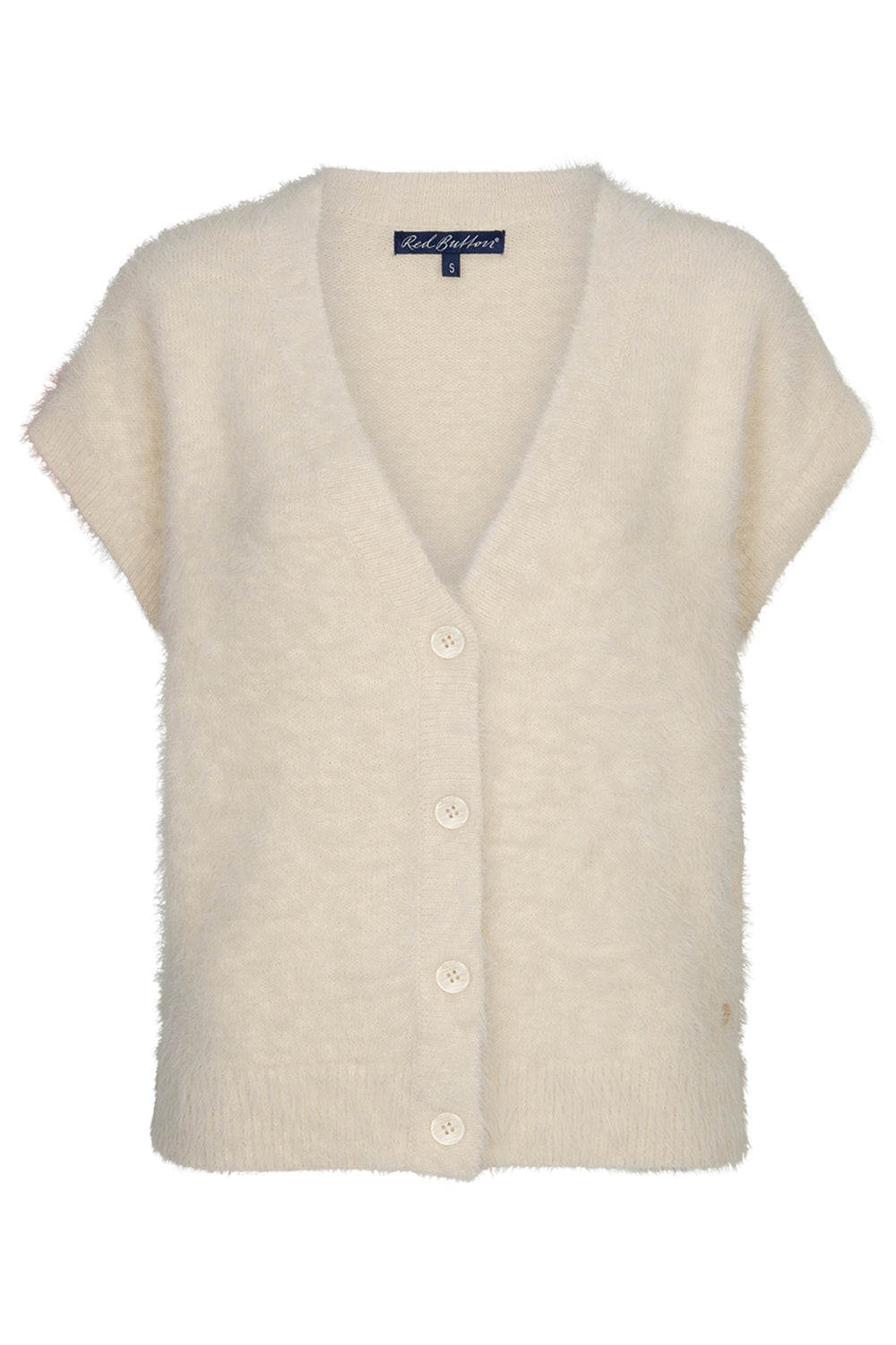 Red Button cream fuzzy cap sleeve cardigan at Olivia Grace Fashion