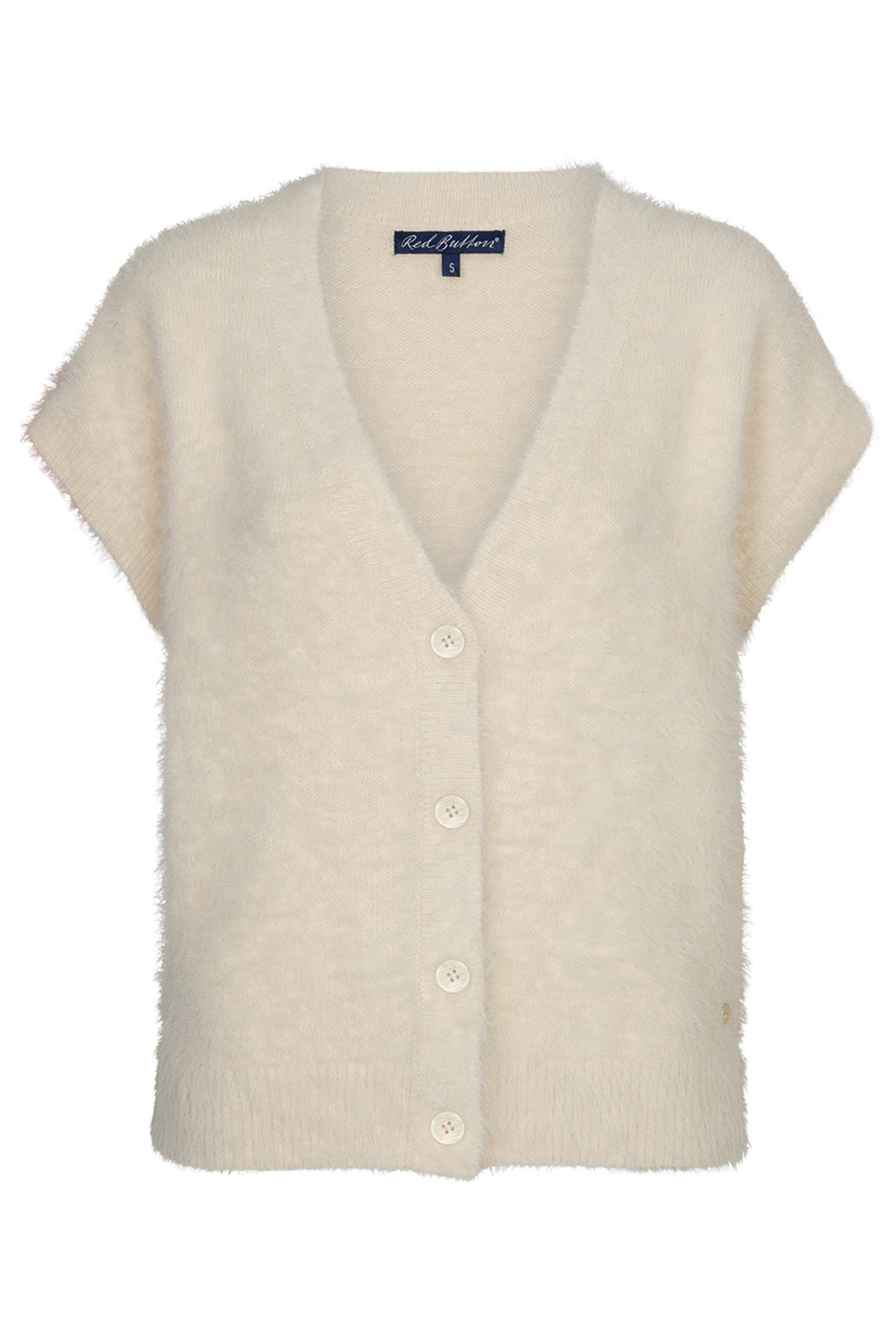Red Button cream fuzzy cap sleeve cardigan at Olivia Grace Fashion