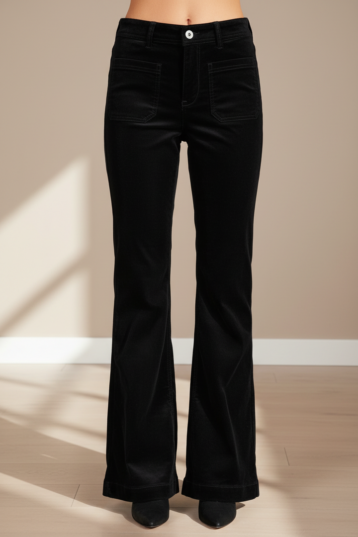 Red Button SRB4412 Colette Black Front Patch Pocket Velvet Trousers L31
