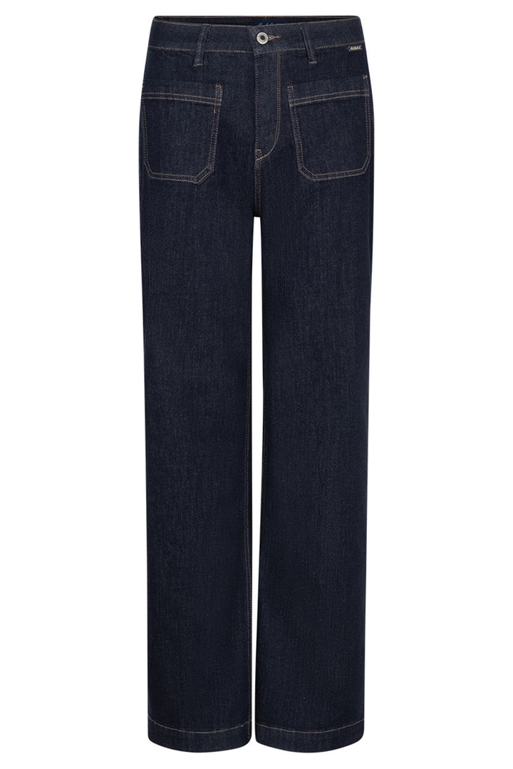 Dark blue jeans on a white background