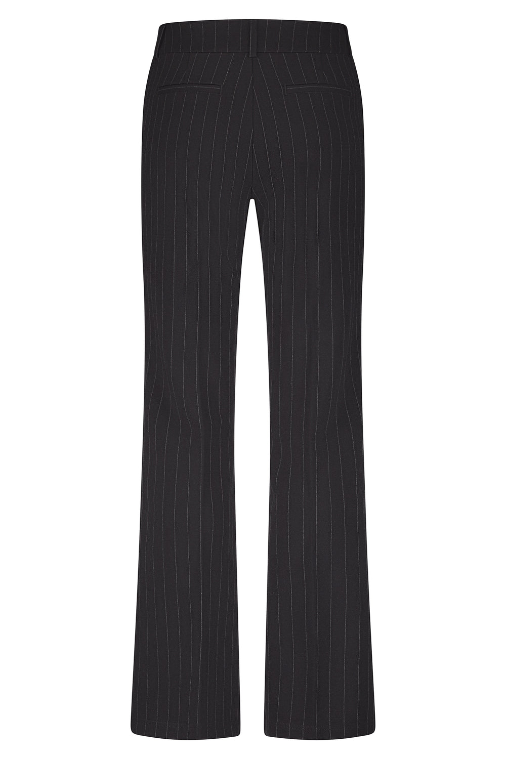 Black pinstripe pants on a white background