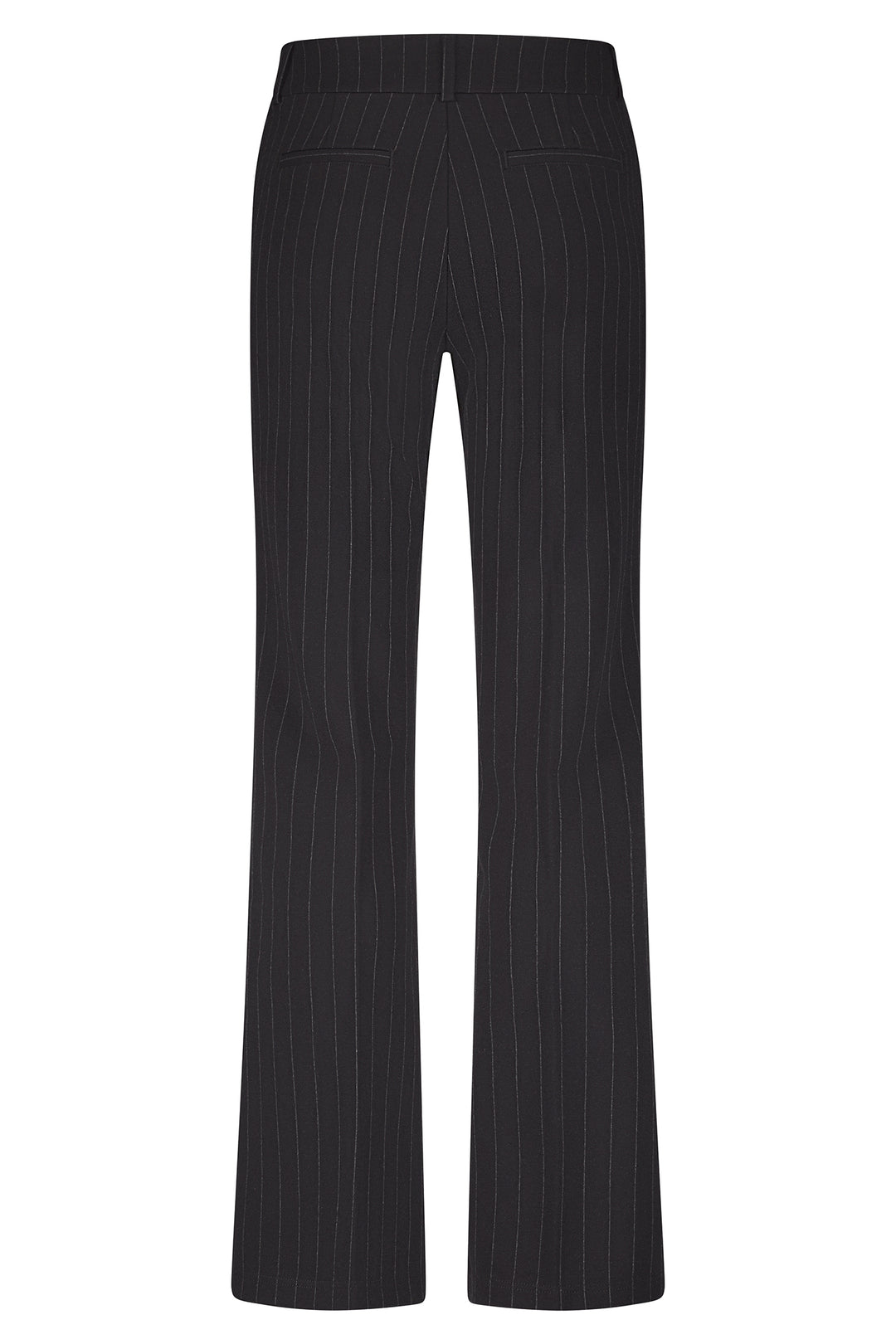 Black pinstripe pants on a white background