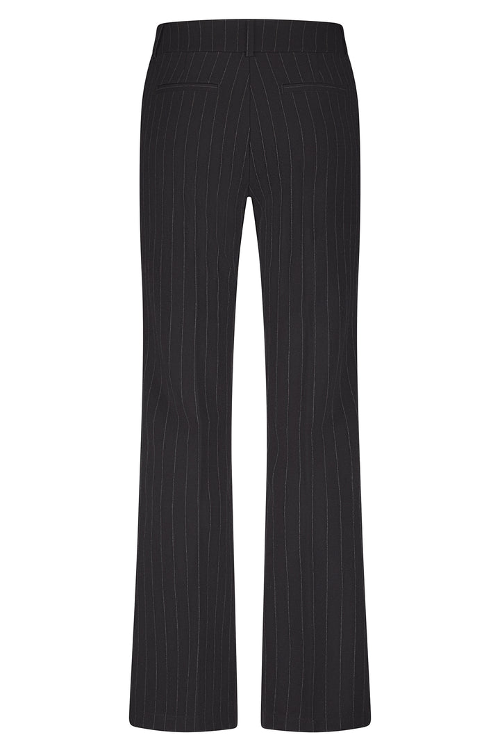 Black pinstripe pants on a white background