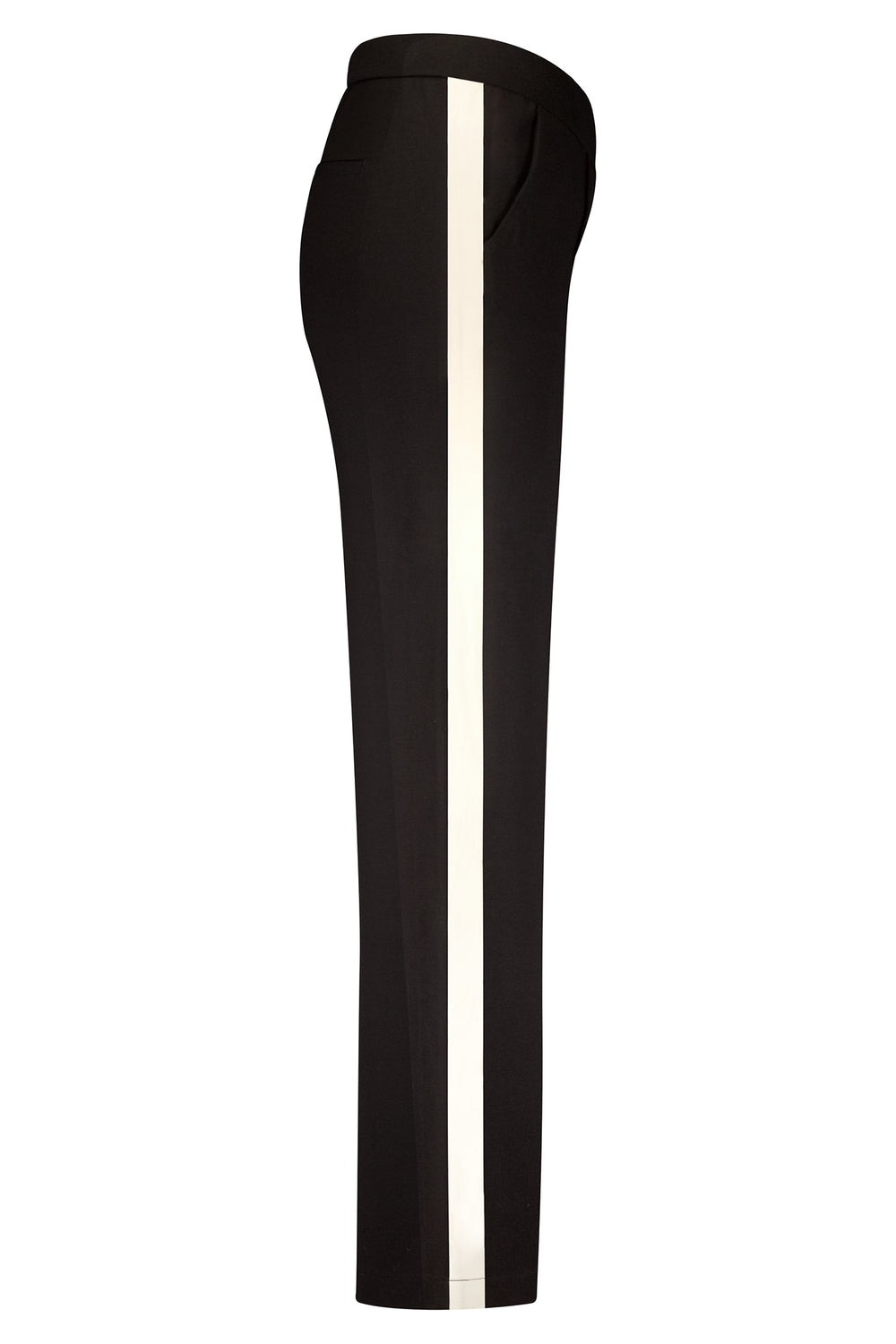Black pants with a white stripe on a white background