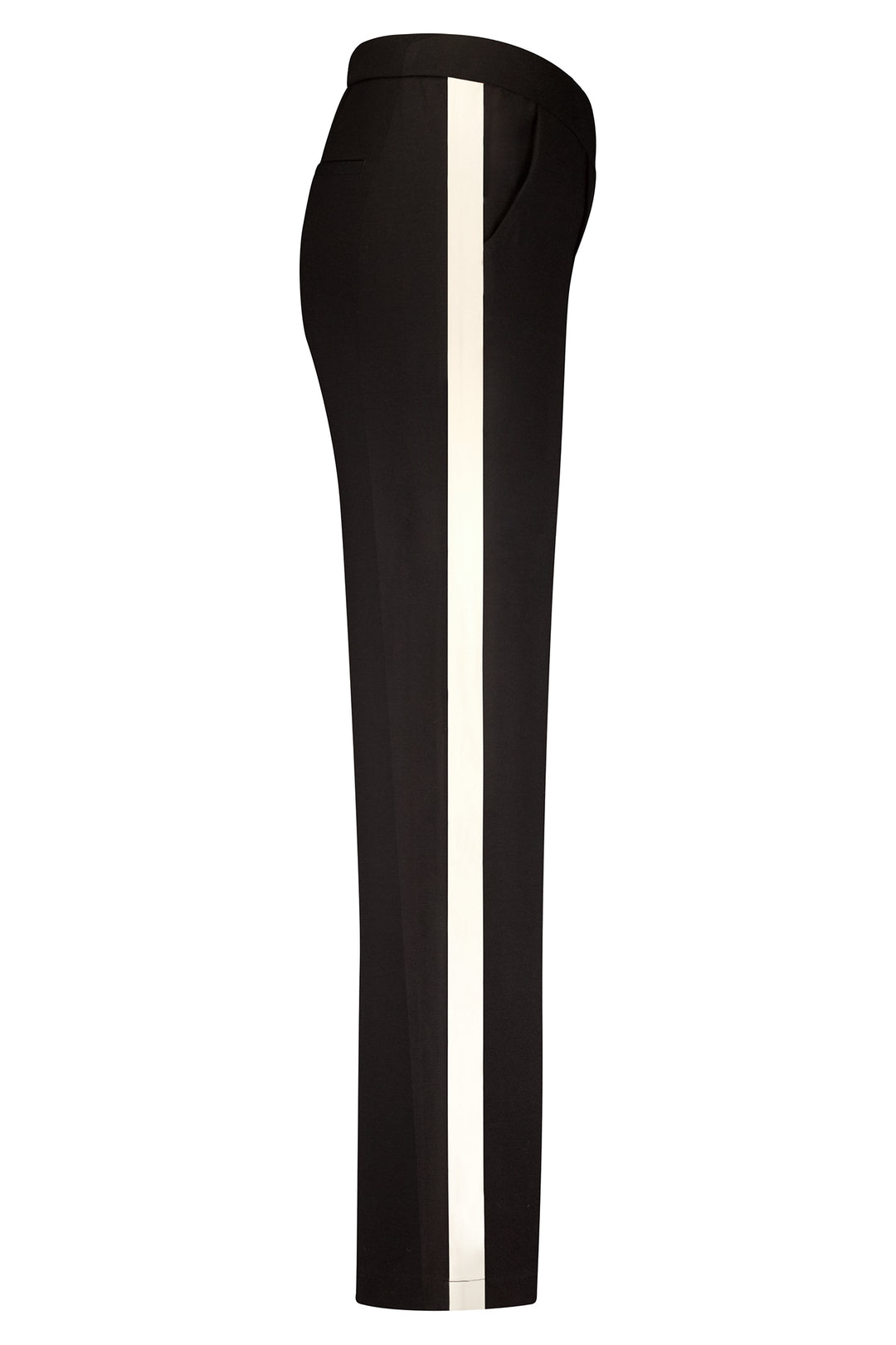 Black pants with a white stripe on a white background