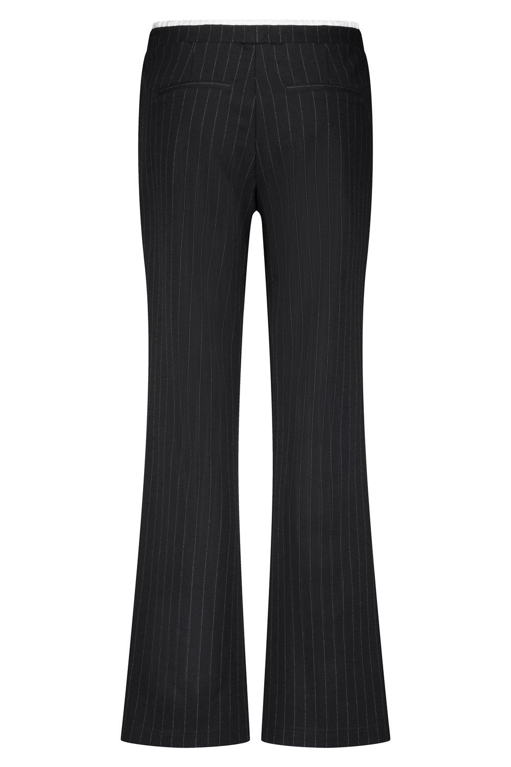 Black pinstripe pants on a white background