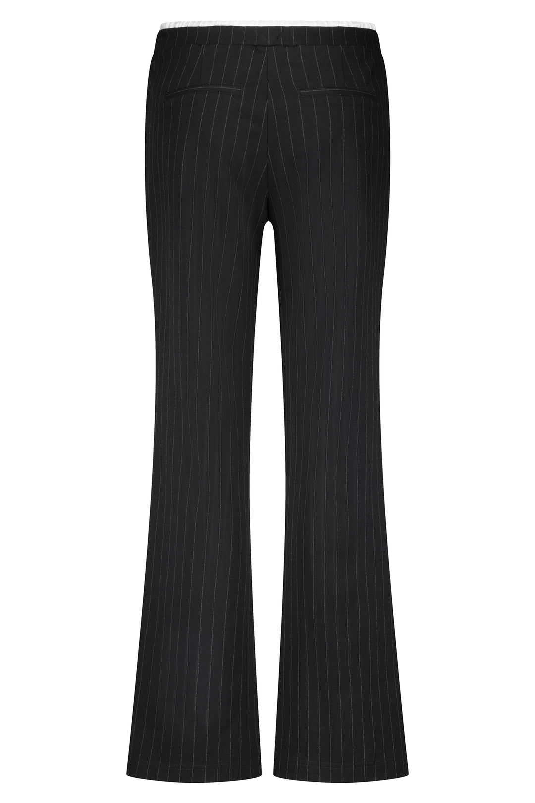 Black pinstripe pants on a white background