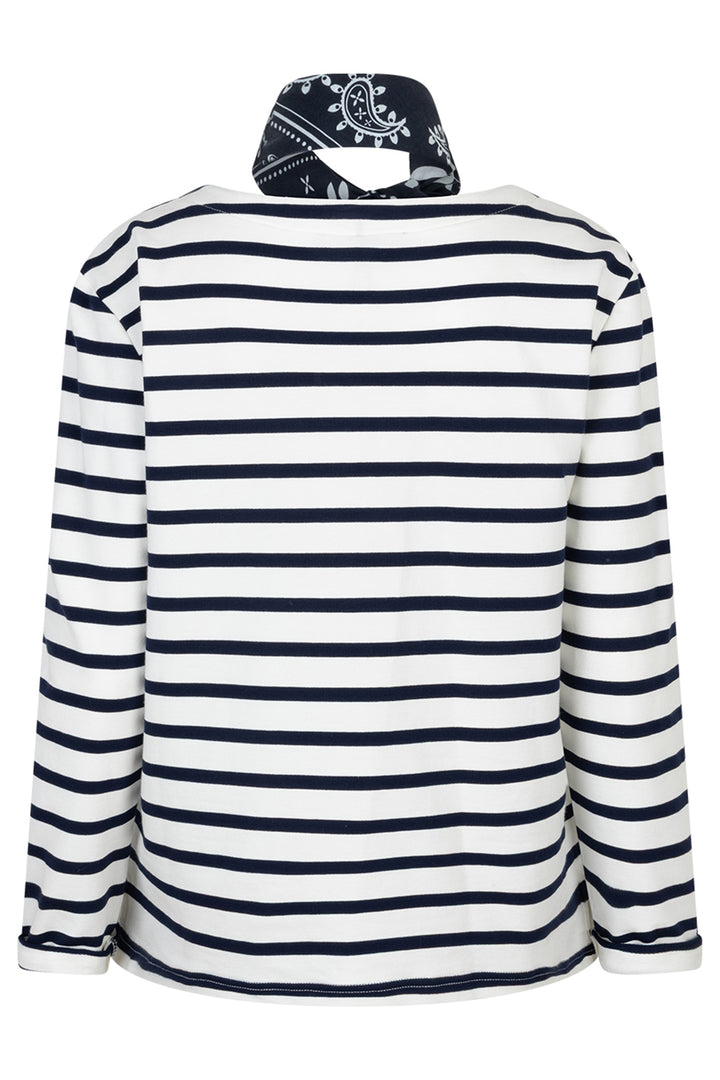 Red Button SRB4753B Dark Blue Terry Stripe Top &amp; Scarf