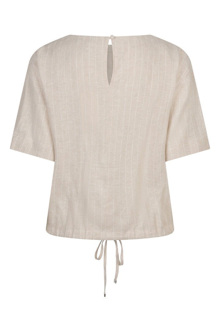 Red Button SRB4863 Skyler Pebble Taupe Linen Viscose Pinstripe Top