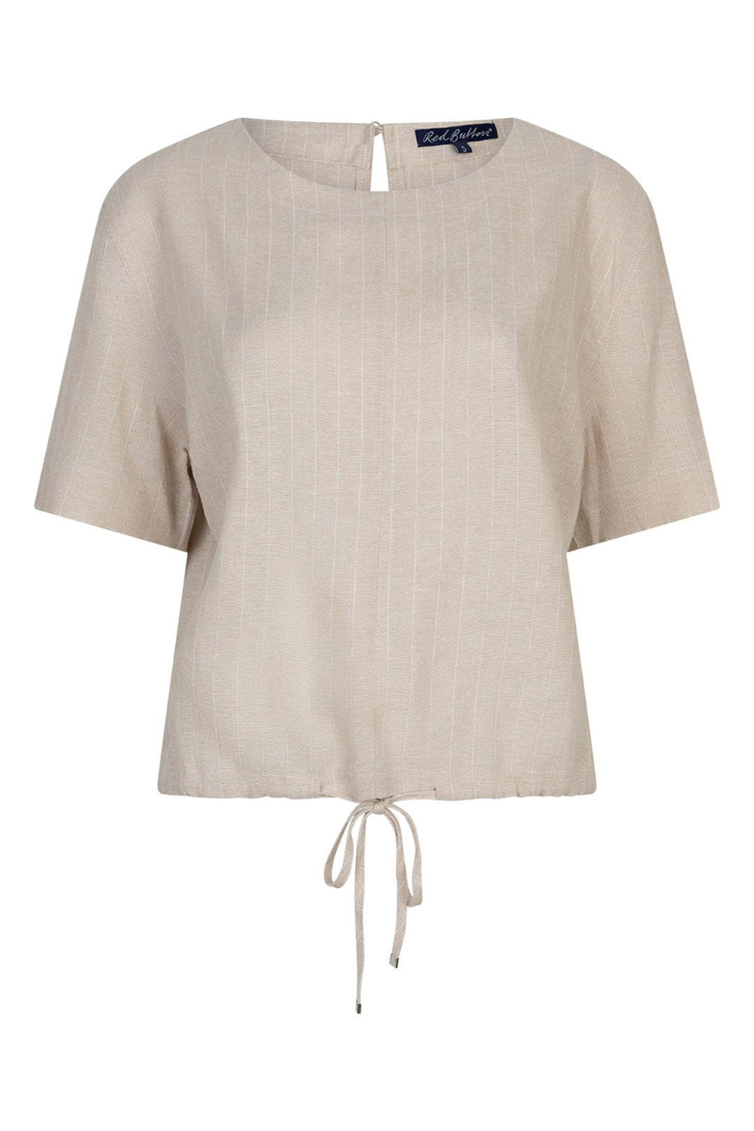Red Button SRB4863 Skyler Pebble Taupe Linen Viscose Pinstripe Top