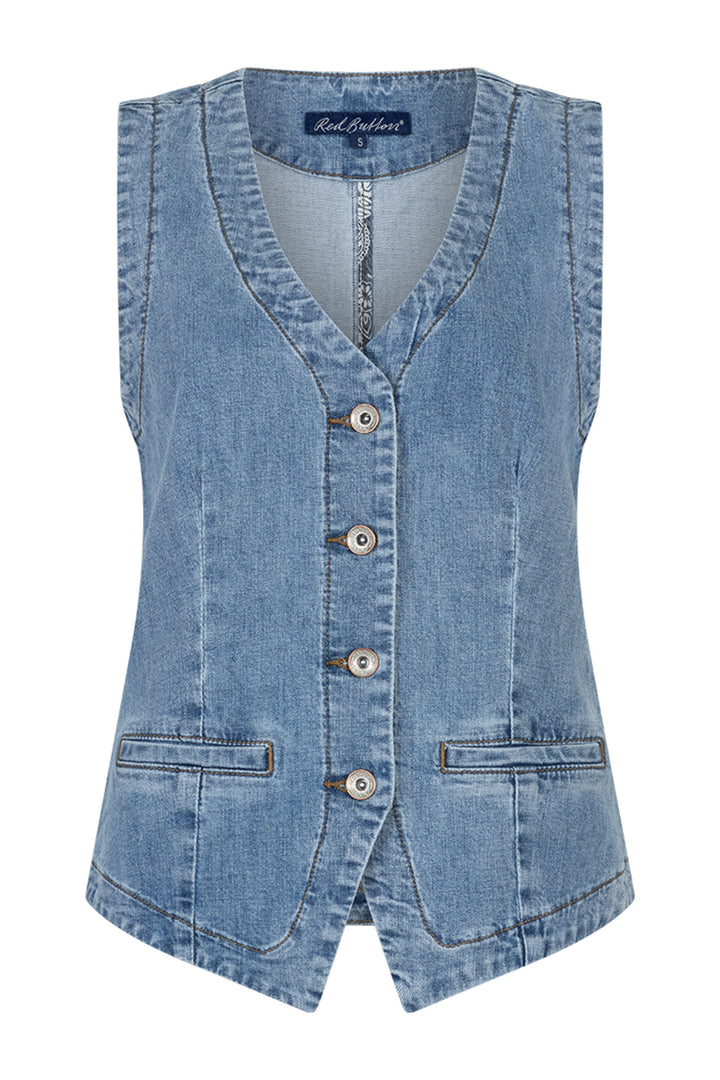 Red Button SRB4867 Blue Denim Waistcoat