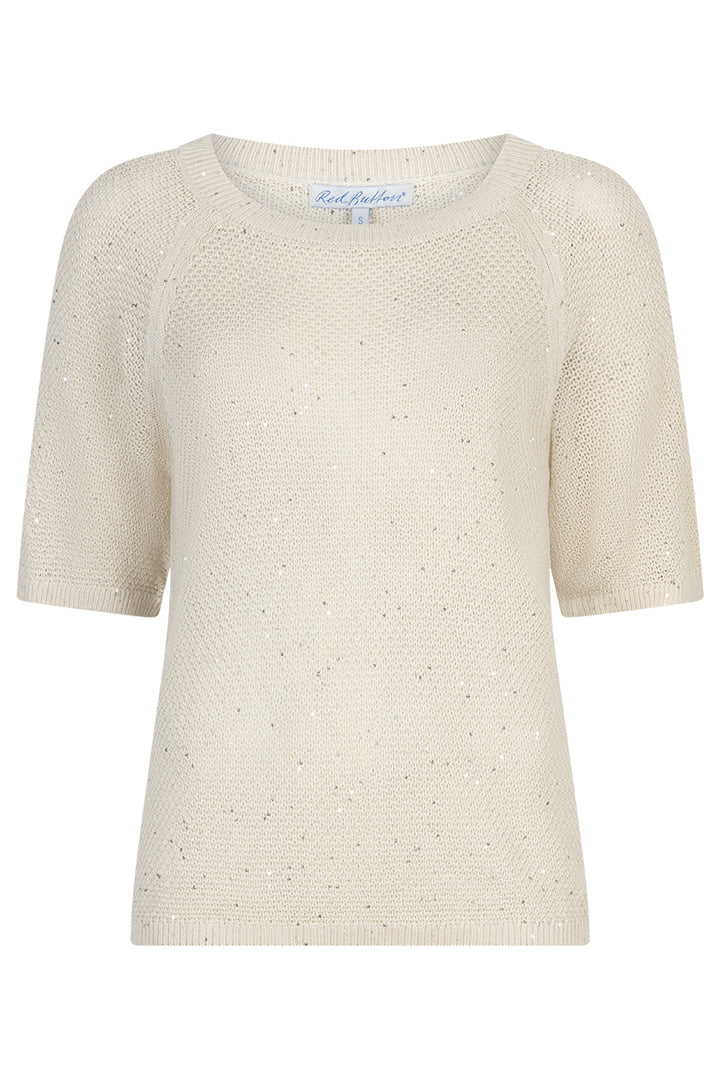 Red Button SRB4890 Pearl Sweet Sequins Short Sleeve Top