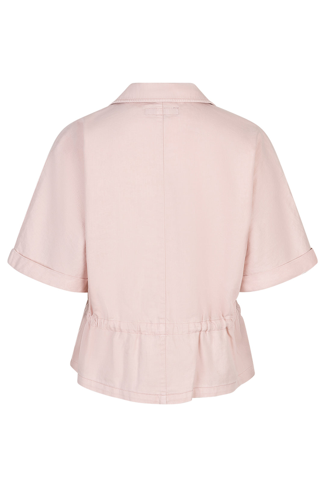Light pink blouse with short sleeves on a white background