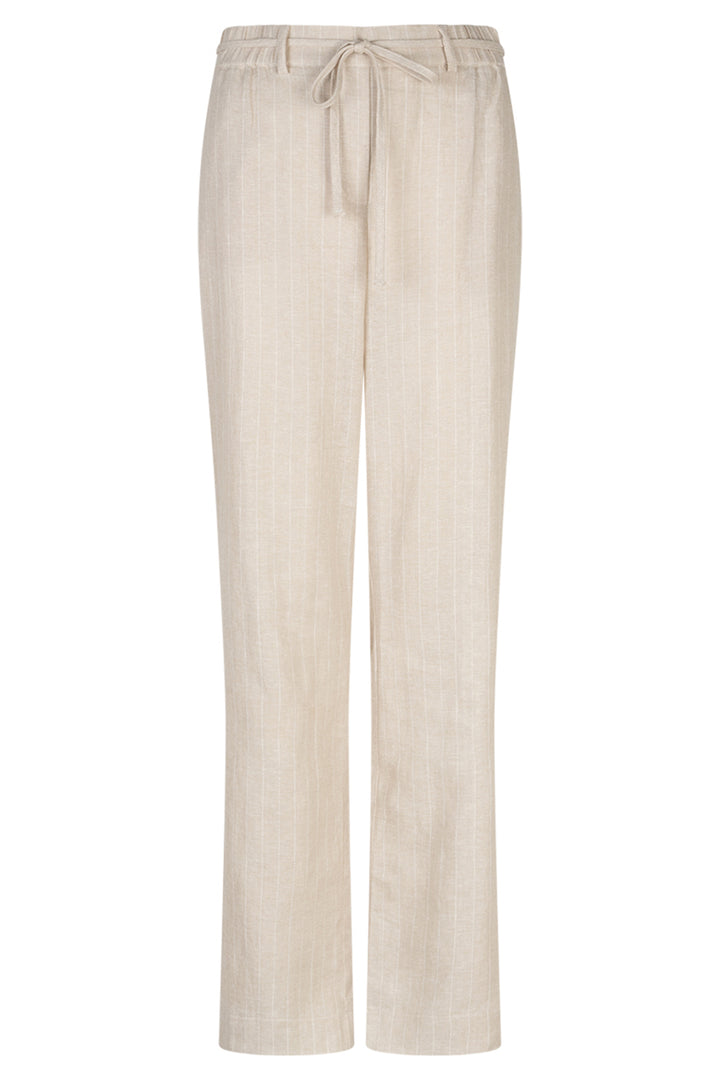 Red Button SRB4915A Claudette Pebble Beige Linen Mix Pinstripe Trousers