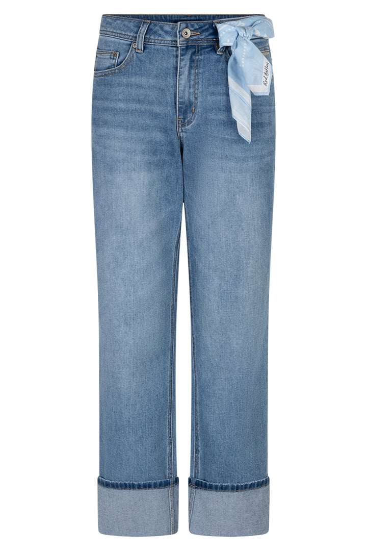 Red Button SRB4928 Kim Stone Used Blue High Hem Jeans & Scarf