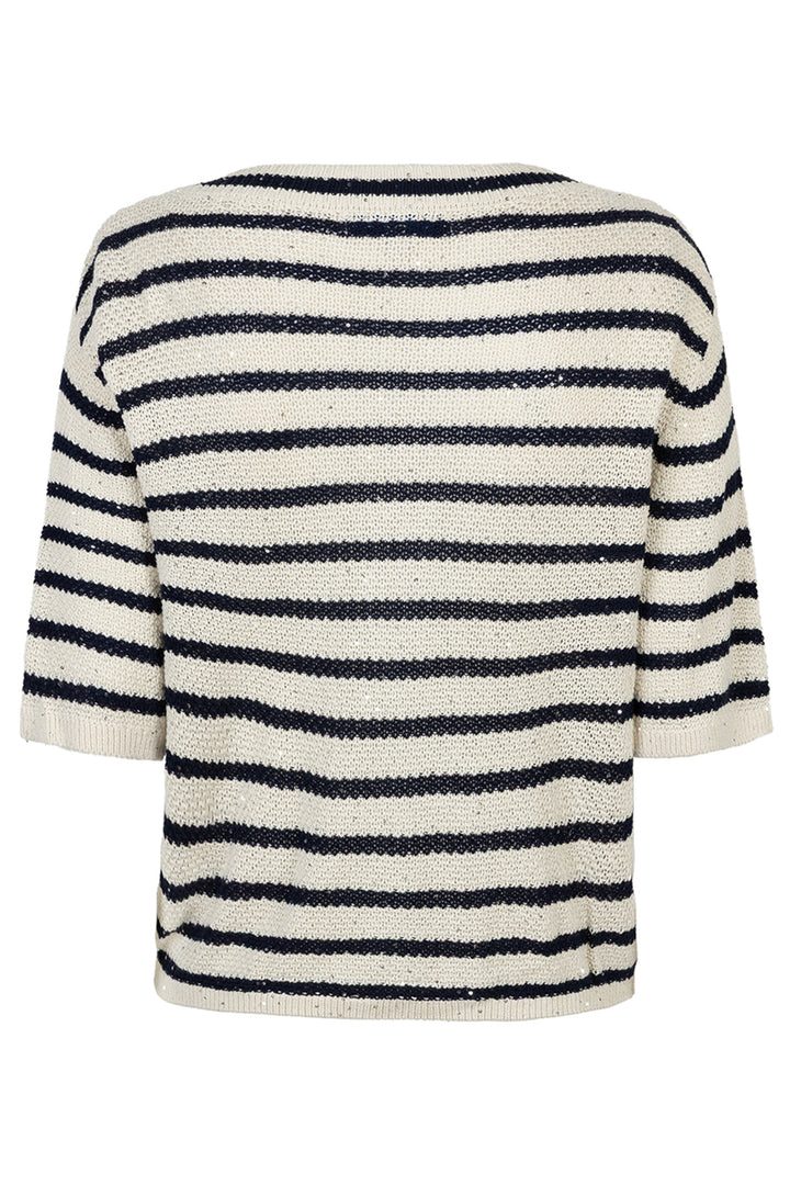 Red Button SRB4957 Pearl Dark Blue Stripe &amp; Sequins Cardigan