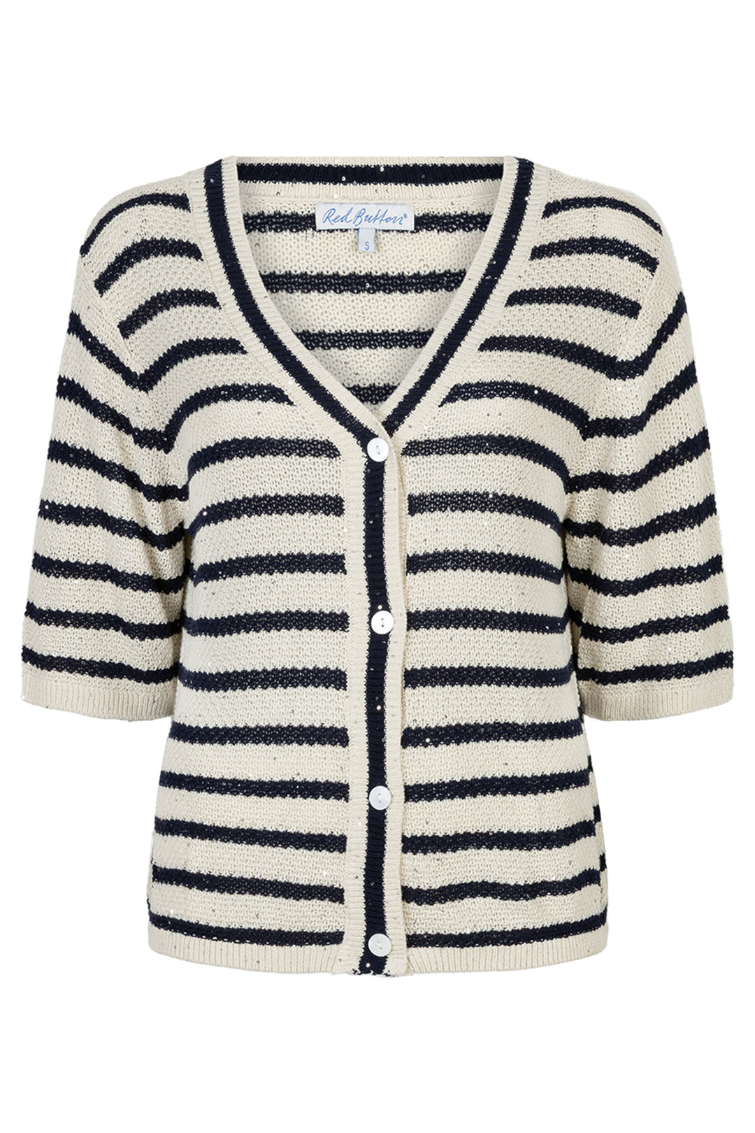 Red Button SRB4957 Pearl Dark Blue Stripe &amp; Sequins Cardigan