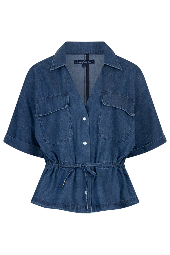 Red Button SRB4963 Drew Drawstring Denim Rinse Top