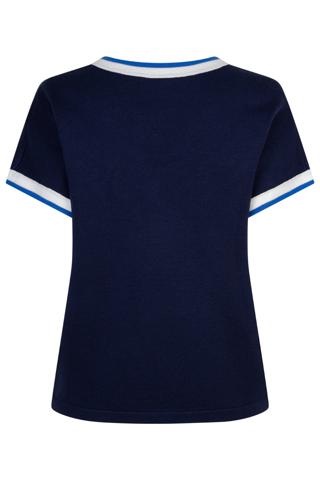 Red Button SRB4977 Jerry Dark Blue V-neck Striped Rib Jumper