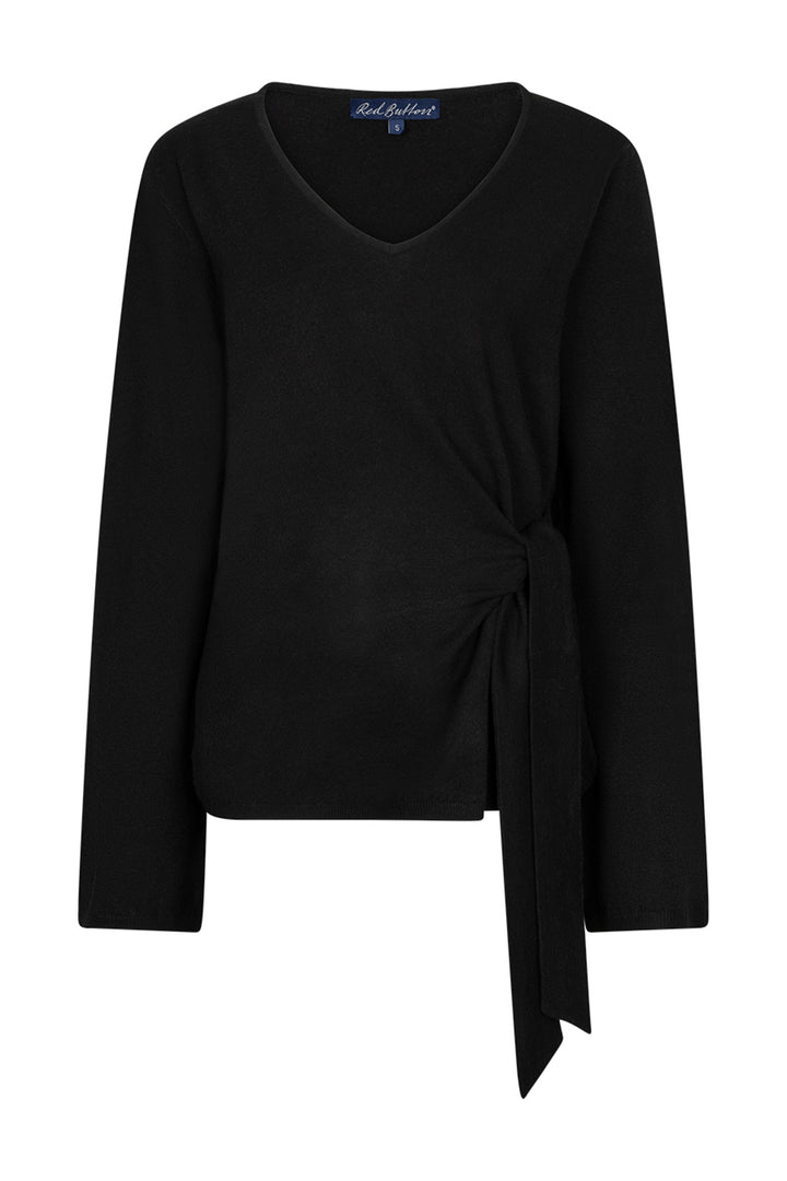 Red Button Sweet Knot black top at Olivia Grace Fashion
