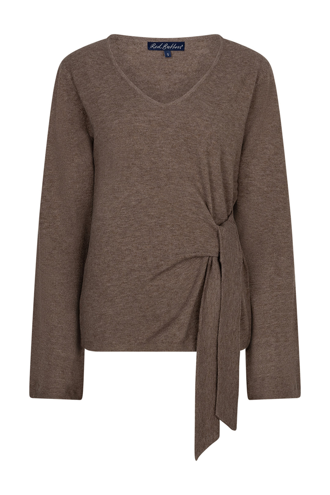 Red Button Sweet Knot brown top at Olivia Grace Fashion