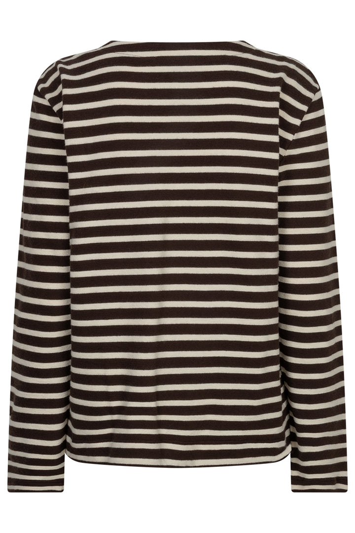 Red Button Terry brown creme striped top at Olivia Grace Fashion