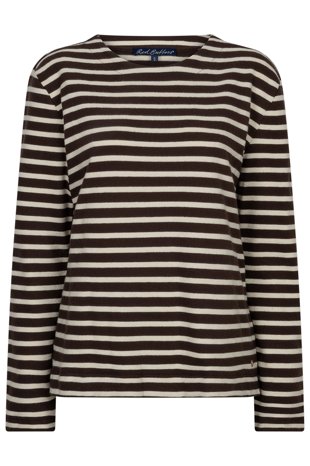 Red Button Terry brown creme striped top at Olivia Grace Fashion