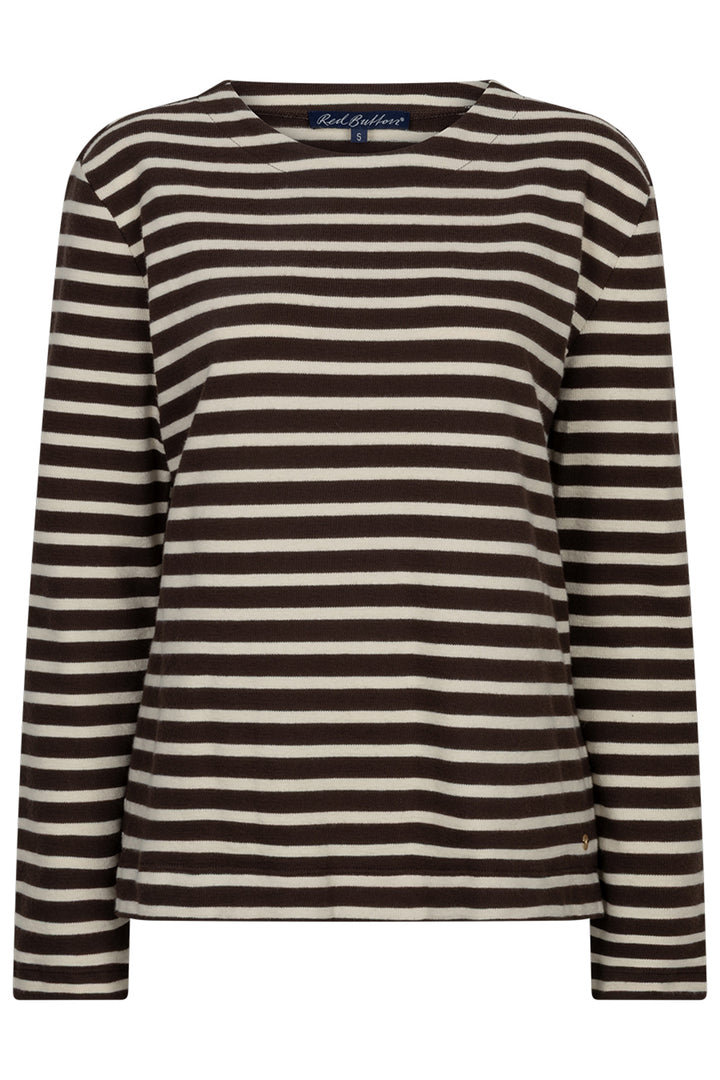 Red Button Terry brown creme striped top at Olivia Grace Fashion