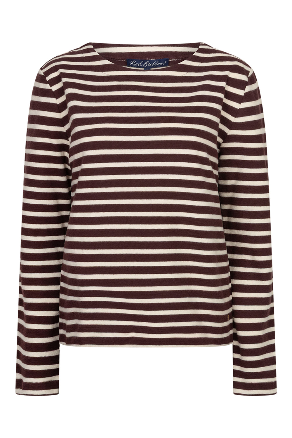 Red Button Terry burgundy cream striped top at Olivia Grace Fashion
