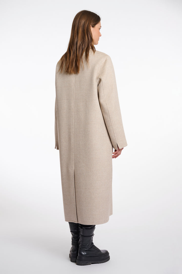 Rino & Pelle Adria Birch Beige Check Double Breasted Reversible Coat - Olivia Grace Fashion