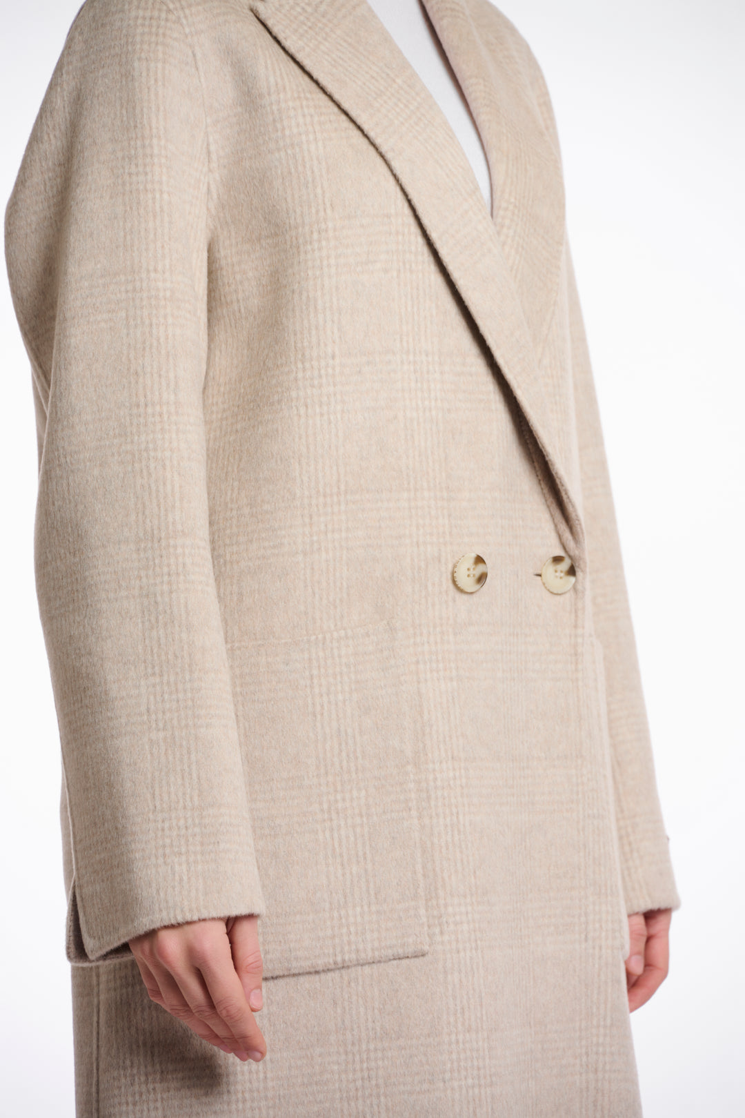 Rino & Pelle Adria Birch Beige Check Double Breasted Reversible Coat - Olivia Grace Fashion
