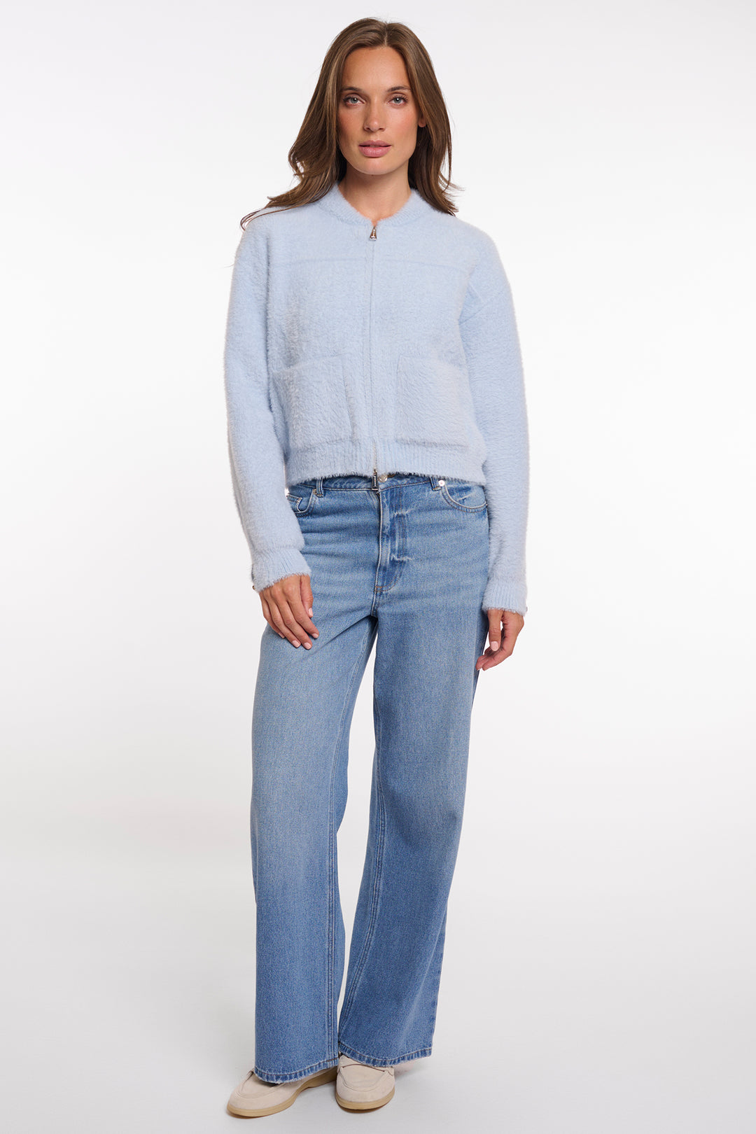 Rino &amp; Pelle Bento Light Blue Zip Front Cardigan