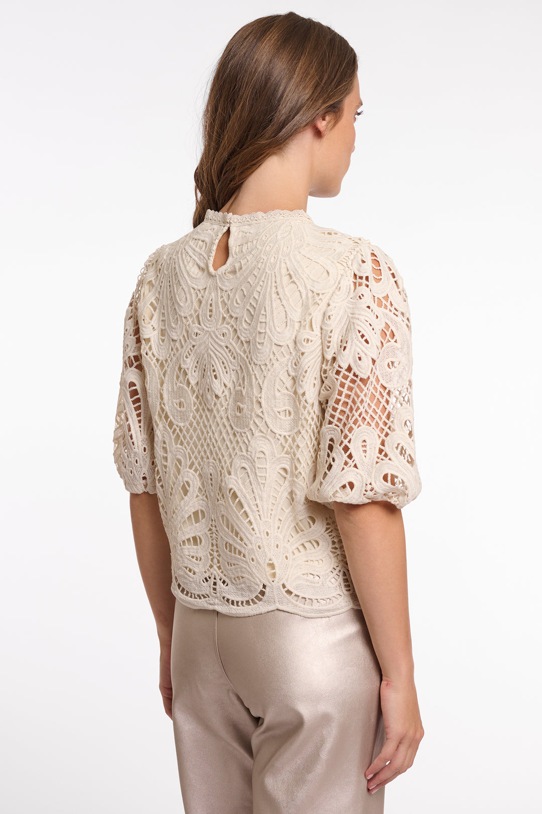 Rino &amp; Pelle Chantalle Birch Cream Short Balloon Sleeve Top