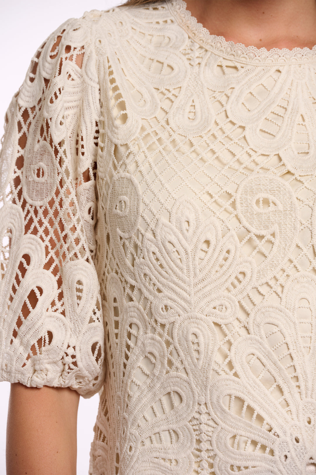 Rino &amp; Pelle Chantalle Birch Cream Short Balloon Sleeve Top