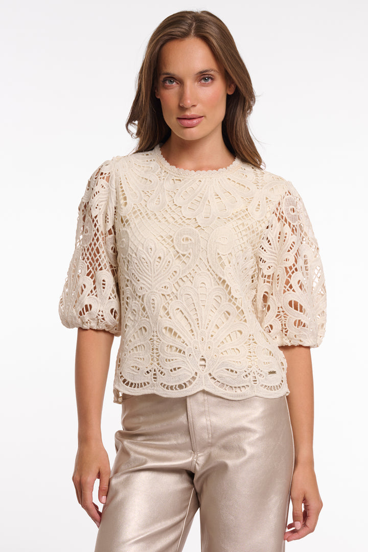 Rino &amp; Pelle Chantalle Birch Cream Short Balloon Sleeve Top